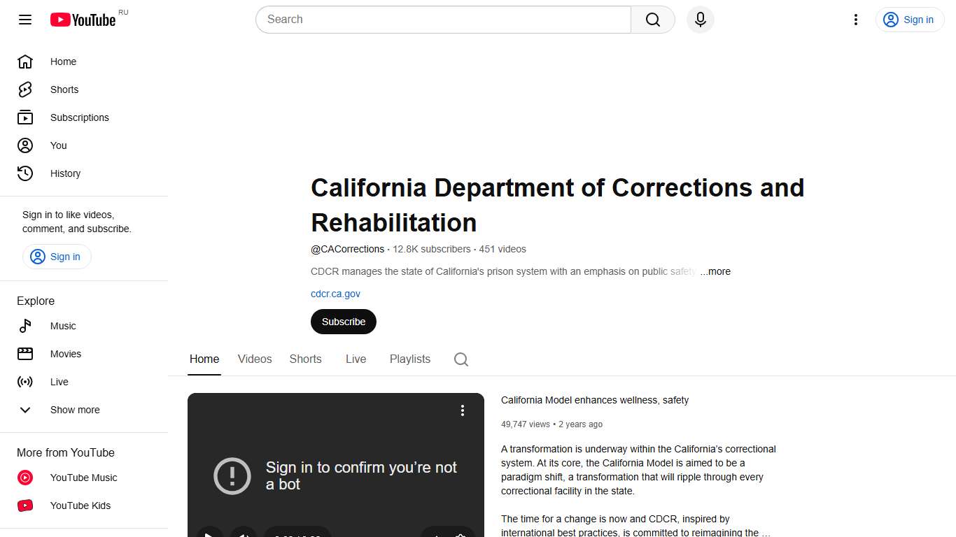 California Department of Corrections and Rehabilitation - YouTube