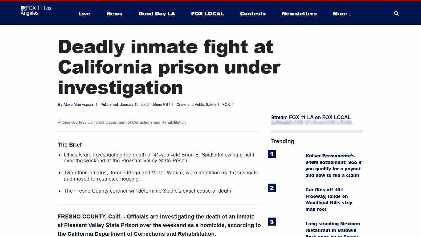 Deadly inmate fight at California prison under investigation | FOX 11 Los Angeles