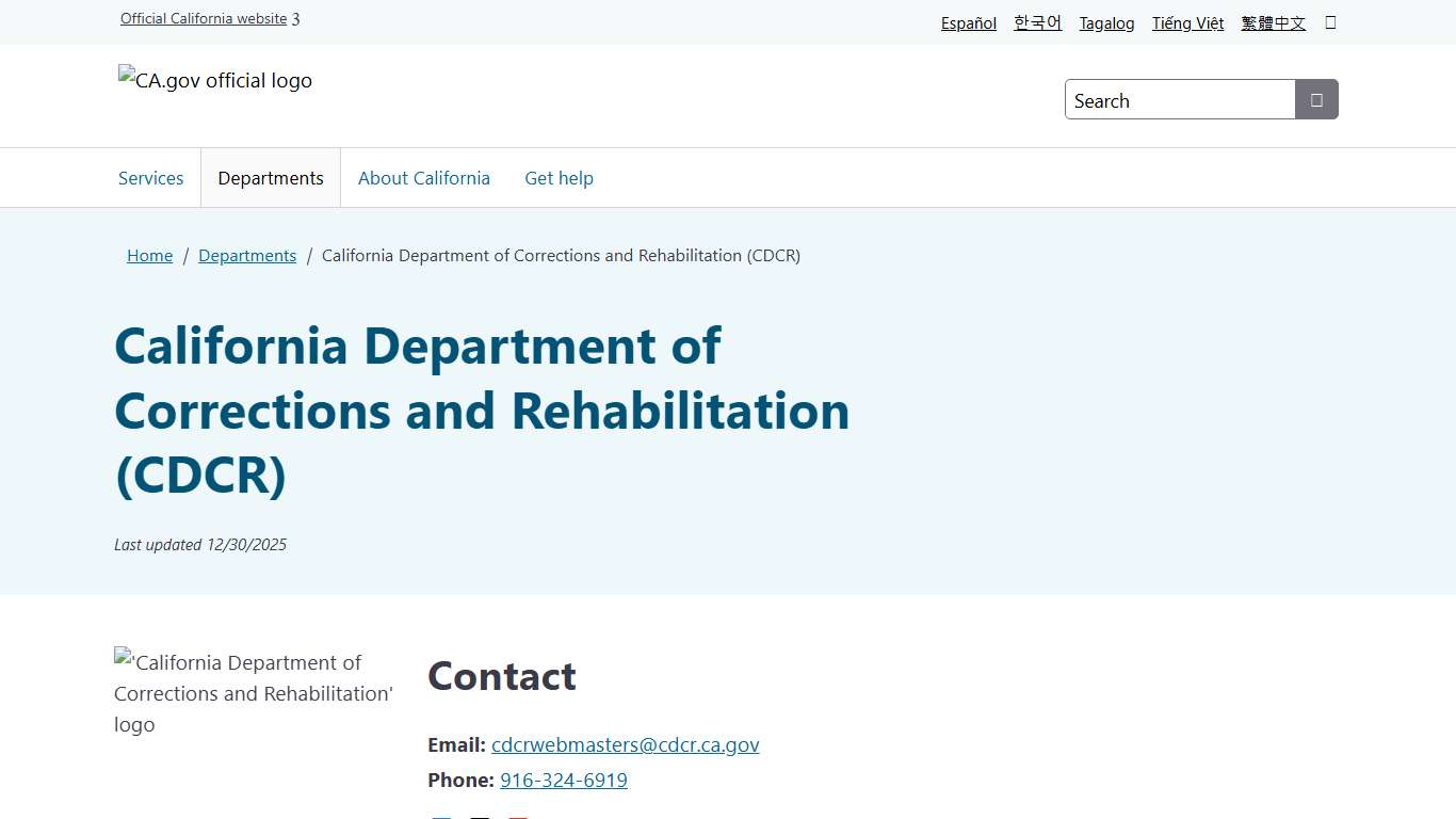California Department of Corrections and Rehabilitation (CDCR) | CA.gov